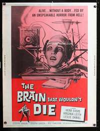 z222 BRAIN THAT WOULDN'T DIE Thirty by Forty movie poster '62 best sci-fi art!