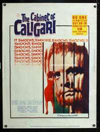z229 CABINET OF CALIGARI Thirty by Forty movie poster '62 Robert Bloch horror!