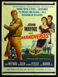 z248 COMANCHEROS Thirty by Forty movie poster '61 John Wayne, Michael Curtiz