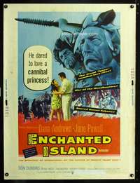 z282 ENCHANTED ISLAND Thirty by Forty movie poster '58 cannibal princess love!