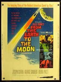 z306 FROM THE EARTH TO THE MOON Thirty by Forty movie poster '58 Jules Verne