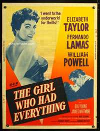 z310 GIRL WHO HAD EVERYTHING Thirty by Forty movie poster '53 Elizabeth Taylor