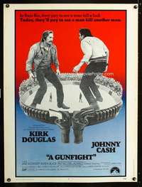 z316 GUNFIGHT Thirty by Forty movie poster '71 Kirk Douglas vs Johnny Cash!