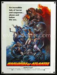 z431 WARLORDS OF ATLANTIS Thirty by Forty movie poster '78 cool sci-fi artwork!