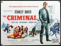 z036 CRIMINAL British quad movie poster '60 Stanley Baker, Losey