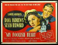 z109 MY FOOLISH HEART British quad movie poster '50 Susan Hayward