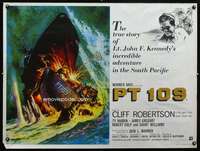 z122 PT 109 British quad movie poster '63 Cliff Robertson as JFK!