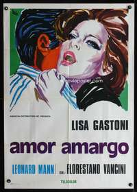 a381 BITTER LOVE Italian one-sheet movie poster '74 great Brini artwork!