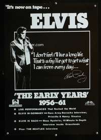 a125 ELVIS THE EARLY YEARS Aust special video movie poster '80s