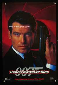 a129 TOMORROW NEVER DIES DS int'l teaser mini poster '97 close image of Pierce Brosnan as James Bond 007!