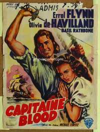 a117 CAPTAIN BLOOD Belgian movie poster R50s Errol Flynn, Wik art!
