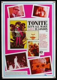 a272 TONITE LET'S ALL MAKE LOVE IN LONDON 20x28 commercial poster '90s Caine, London, psychedelic!