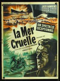 a343 CRUEL SEA French 23x32 movie poster '53 Georges Allard art!