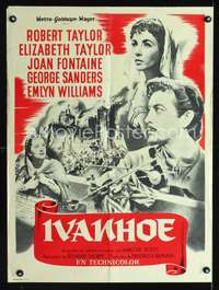 a355 IVANHOE French 23x32 movie poster R60s Elizabeth & Robert Taylor!