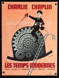 a366 MODERN TIMES French 23x32 movie poster R70s Leo Kouper art!