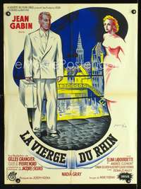 a368 RHINE VIRGIN French 23x32 movie poster '53 Gabin, Xarrie art!