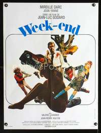 a375 WEEK END French 23x32 movie poster '67 Jean-Luc Godard, Darc
