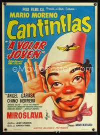 a134 A VOLAR JOVEN Mexican movie poster R50s Cantinflas!