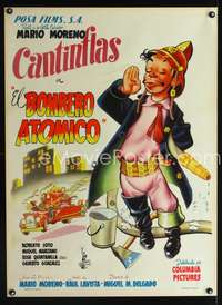 a137 EL BOMBERO ATOMICO Mexican movie poster '52 Cantinflas!