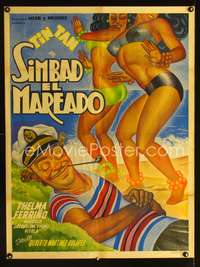 a147 SIMBAD EL MAREADO Mexican movie poster '50 Tin Tan