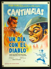 a149 UN DIA CON EL DIABLO Mexican movie poster R50s Cantinflas