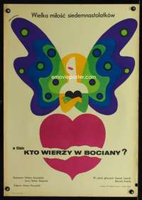 a214 KTO WIERZY W BOCIANY Polish 23x33 movie poster '71 Lipinski art!