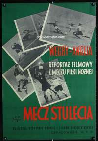 a225 MECZ STULECIA Polish 23x34 movie poster c60s Hungarian soccer!