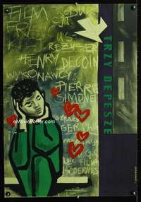 a233 PARIS INCIDENT Polish 23x33 movie poster '50 Jodlowski art!