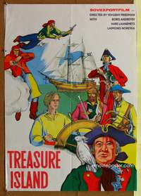 a167 TREASURE ISLAND Russian export movie poster '71 cool color art!