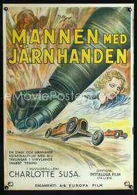 a014 MAN WITH THE IRON HAND Swedish movie poster '32 great artwork!