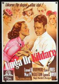 a022 YOUNG DR. KILDARE Swedish movie poster '38 art of Lew Ayres!