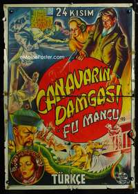 a113 DRUMS OF FU MANCHU Turkish movie poster '40 Sax Rohmer serial!