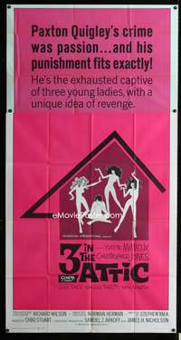 c006 3 IN THE ATTIC three-sheet movie poster '68 Yvette Mimieux, AIP sex!