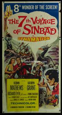 c002 7th VOYAGE OF SINBAD three-sheet movie poster '58 best Ray Harryhausen!