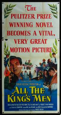 c011 ALL THE KING'S MEN three-sheet movie poster '50 Huey Long biography!