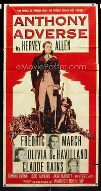 c016 ANTHONY ADVERSE three-sheet movie poster R48 Fredric March, de Havilland