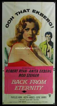 c024 BACK FROM ETERNITY three-sheet movie poster '56 ooh that Anita Ekberg!