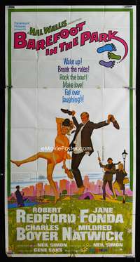 c029 BAREFOOT IN THE PARK three-sheet movie poster '67 Redford, Jane Fonda