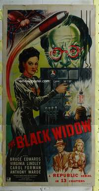 c042 BLACK WIDOW three-sheet movie poster '47 cool sci-fi serial artwork!