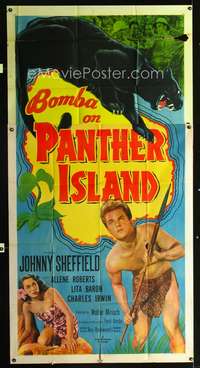 c048 BOMBA ON PANTHER ISLAND three-sheet movie poster '49 Johnny Sheffield