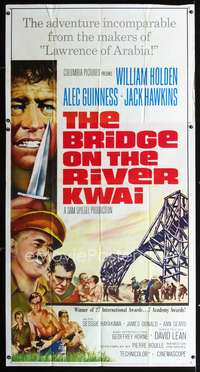 c054 BRIDGE ON THE RIVER KWAI three-sheet movie poster R63 William Holden