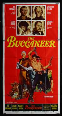 c058 BUCCANEER three-sheet movie poster R65 Yul Brynner, Charlton Heston