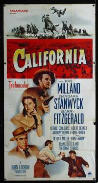 c063 CALIFORNIA three-sheet movie poster R58 Ray Milland, Barbara Stanwyck