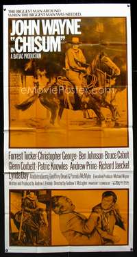 c077 CHISUM int'l three-sheet movie poster '70 big John Wayne, Forrest Tucker
