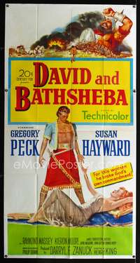 c098 DAVID & BATHSHEBA three-sheet movie poster '51 Greg Peck, Susan Hayward