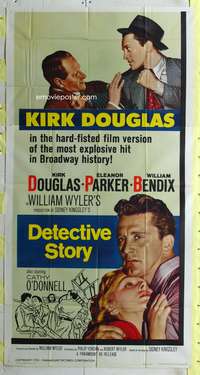 c106 DETECTIVE STORY three-sheet movie poster R60 Kirk Douglas,Eleanor Parker