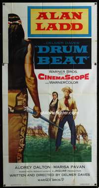 c121 DRUM BEAT three-sheet movie poster '54 Alan Ladd, Audrey Dalton, Daves