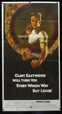 c126 EVERY WHICH WAY BUT LOOSE int'l three-sheet movie poster '78 Bob Peak art