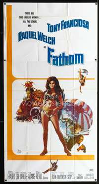 c131 FATHOM three-sheet movie poster '67 sexy Raquel Welch in scuba gear!