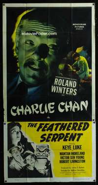c132 FEATHERED SERPENT three-sheet movie poster '48 Winters as Charlie Chan!